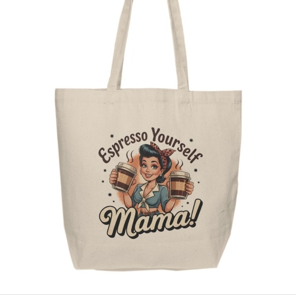 Espresso Yourself Mama Custom Canvas Tote Bag - Picture 2 of 2
